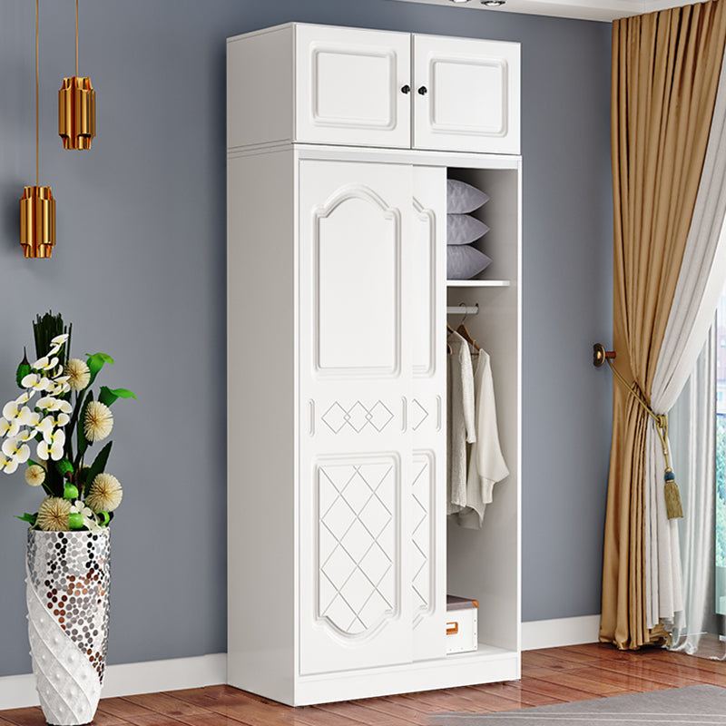 Contemporary White Coat Locker Solid Wood Closet with1 Sliding Door