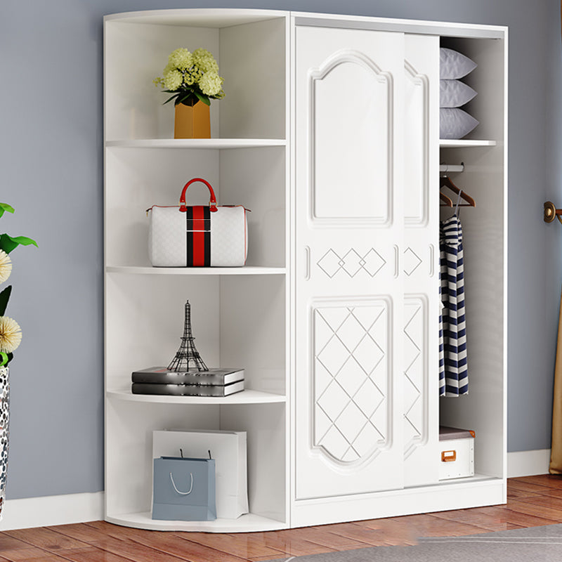 Contemporary White Coat Locker Solid Wood Closet with1 Sliding Door