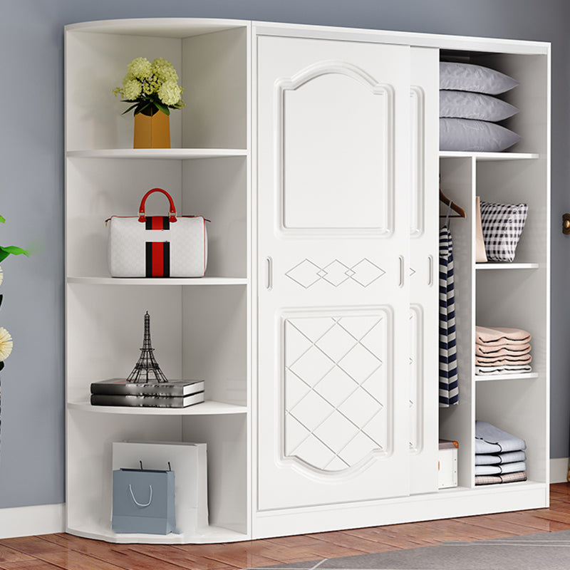 Contemporary White Coat Locker Solid Wood Closet with1 Sliding Door