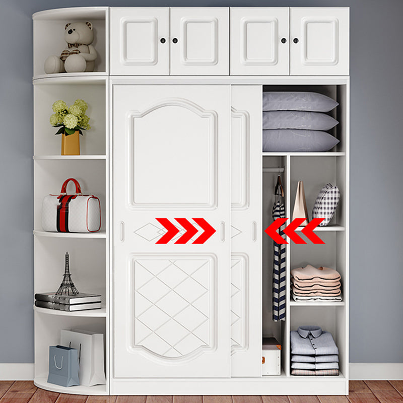 Contemporary White Coat Locker Solid Wood Closet with1 Sliding Door