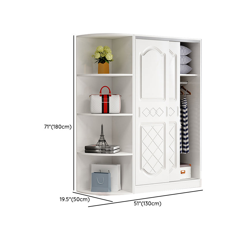 Contemporary White Coat Locker Solid Wood Closet with1 Sliding Door