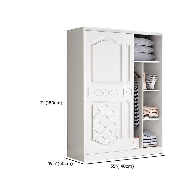 Contemporary White Coat Locker Solid Wood Closet with1 Sliding Door