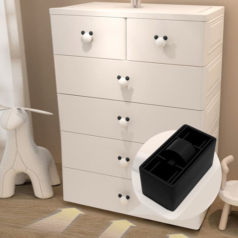 Scandinavian Vertical Kids Nightstand 6 Drawers Plastic Nursery Dresser for Bedroom