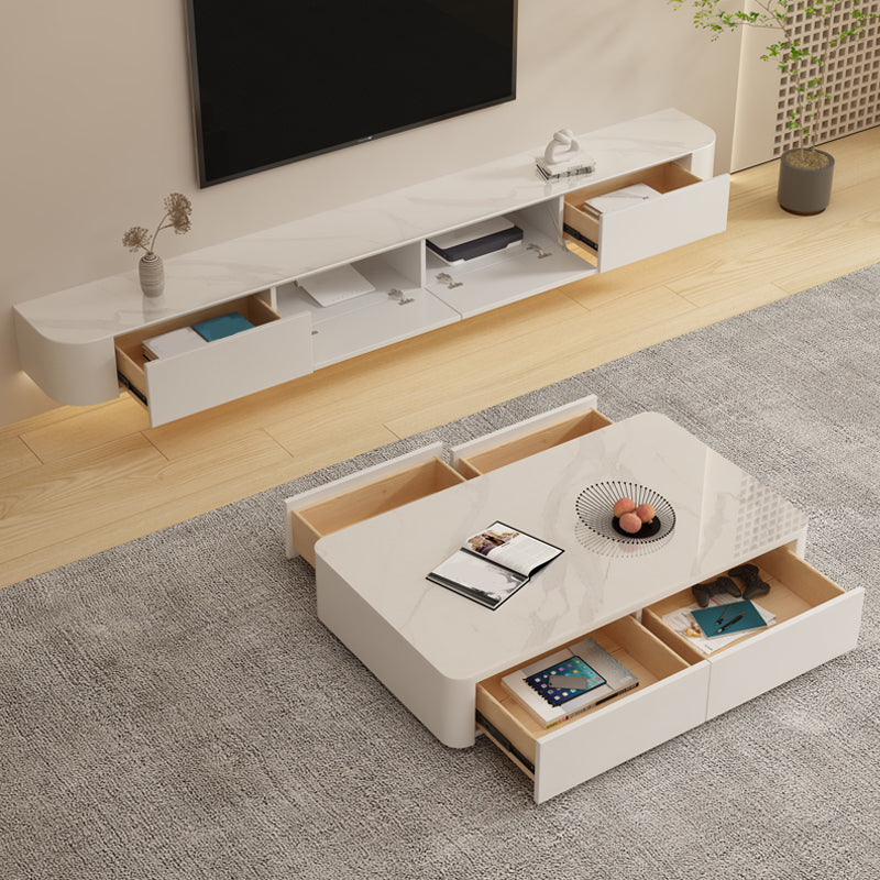 Contemporary Media Console Floating TV Media Console with Drawers