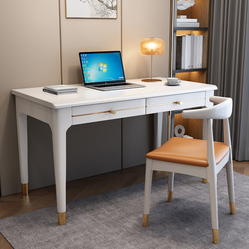 Rectangular 2 Drawers Home Writing Desk 29.5" H Glam Style Computer Desk