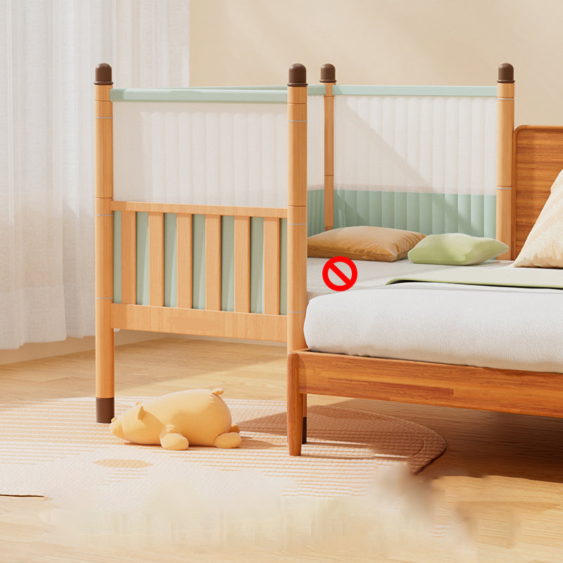 Scandinavian Brown Nursery Crib Wooden Nursery Bed with Guardrail