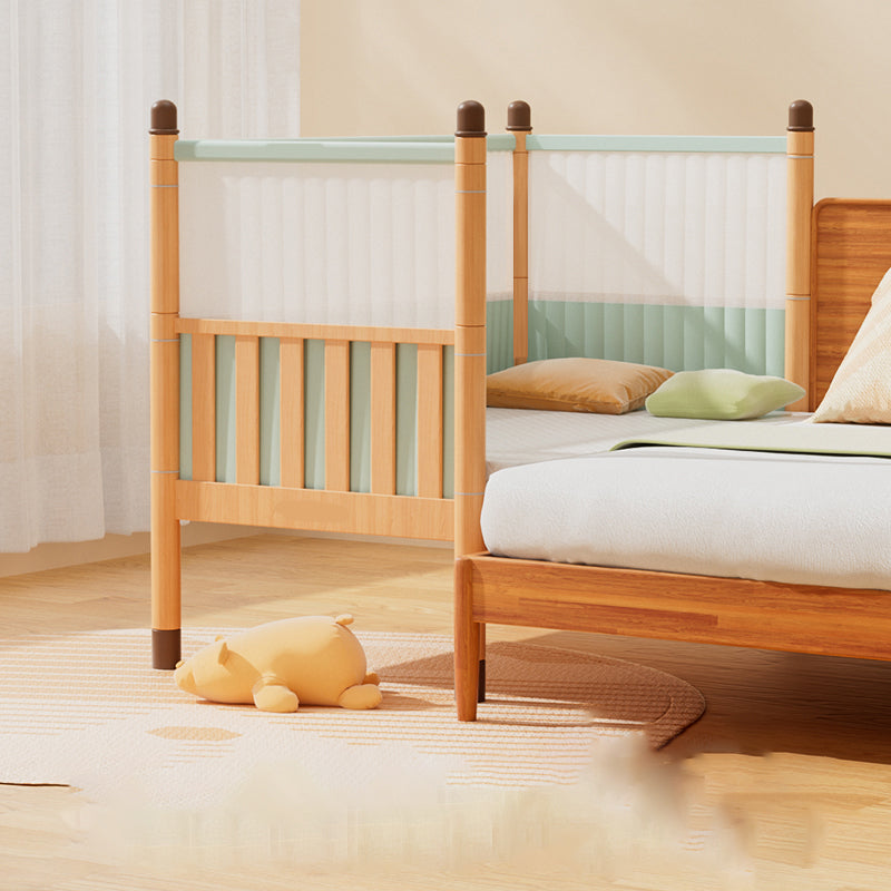 Scandinavian Brown Nursery Crib Wooden Nursery Bed with Guardrail