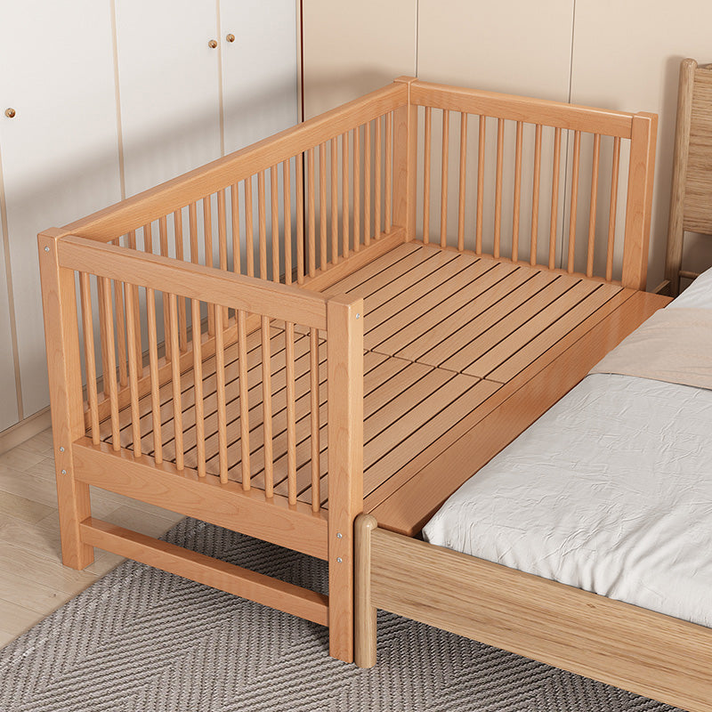 Farmhouse Style Beech Crib Solid Wood Nursery Crib with Guardrails