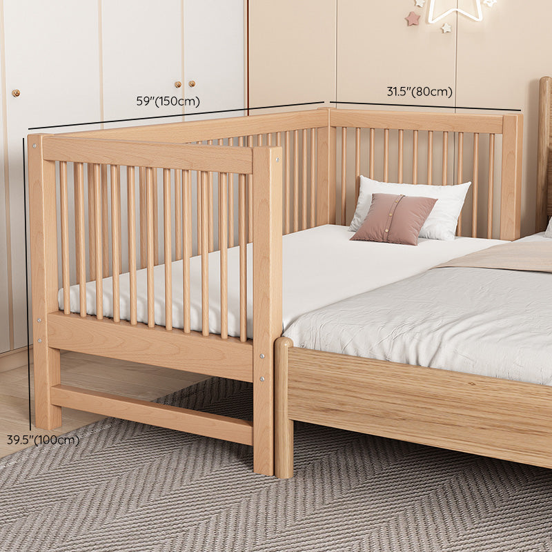 Farmhouse Style Beech Crib Solid Wood Nursery Crib with Guardrails