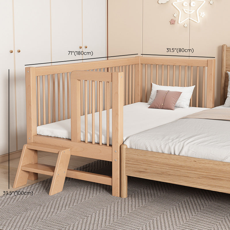 Farmhouse Style Beech Crib Solid Wood Nursery Crib with Guardrails