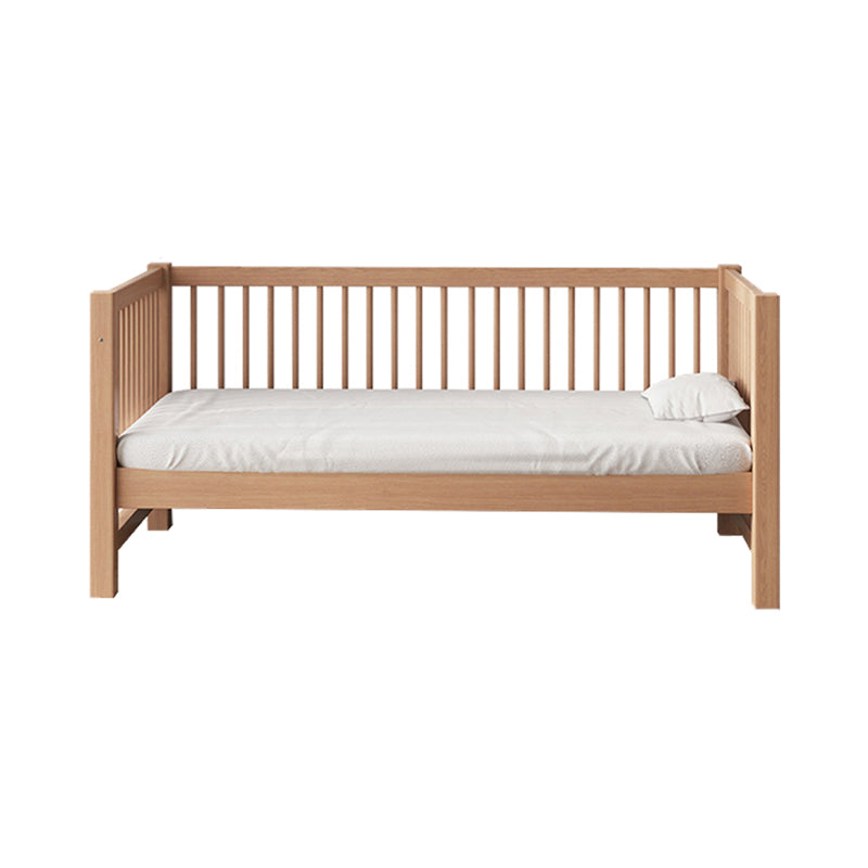 Farmhouse Nursery Bed Solid Wood Baby Crib with Guardrails and Mattress