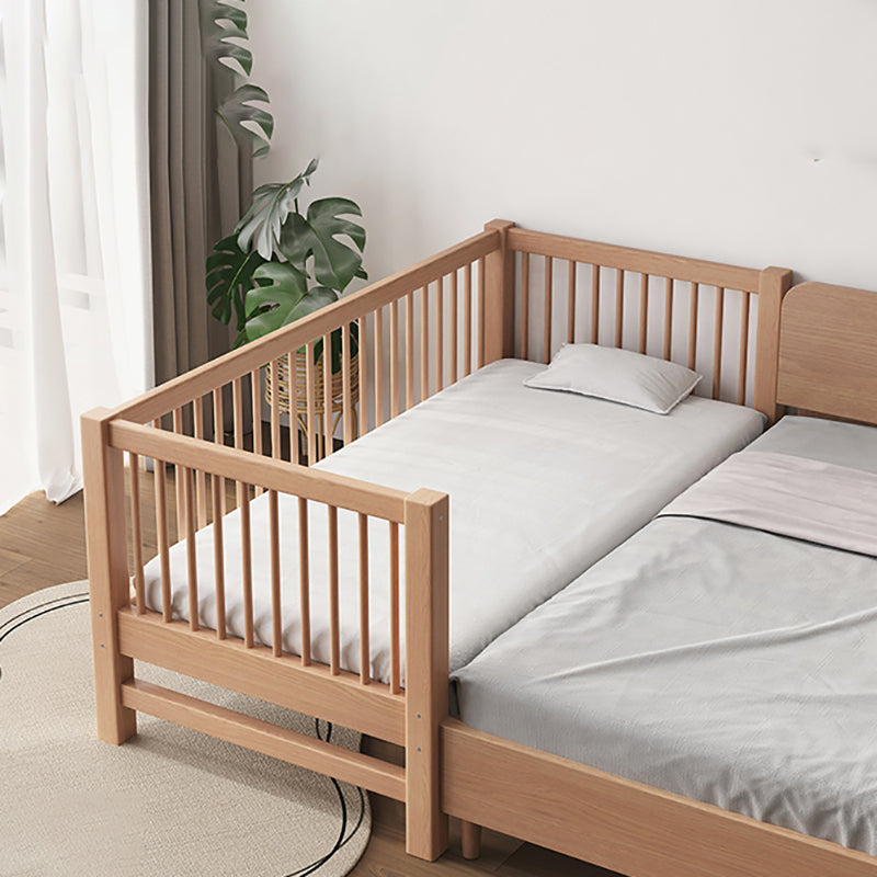 Farmhouse Nursery Bed Solid Wood Baby Crib with Guardrails and Mattress