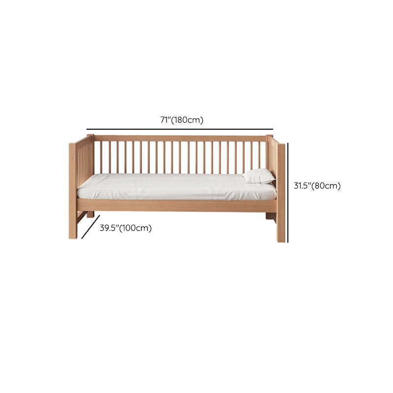 Farmhouse Nursery Bed Solid Wood Baby Crib with Guardrails and Mattress