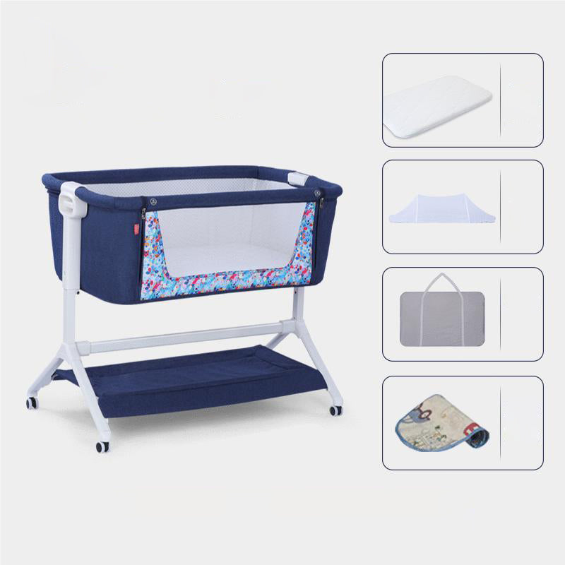 Metal Rectangle Height Adjustable Bassinet Gliding Crib Cradle for Baby