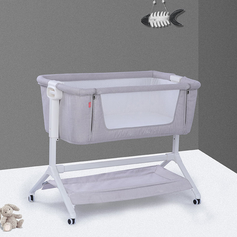 Metal Rectangle Height Adjustable Bassinet Gliding Crib Cradle for Baby