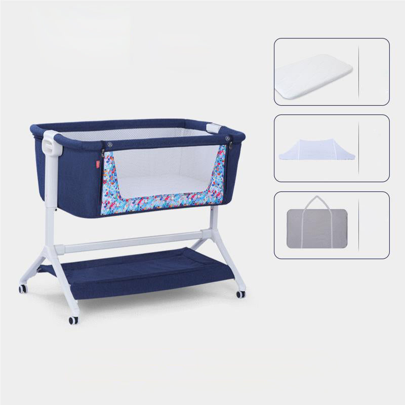 Metal Rectangle Height Adjustable Bassinet Gliding Crib Cradle for Baby