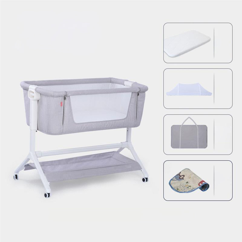 Metal Rectangle Height Adjustable Bassinet Gliding Crib Cradle for Baby