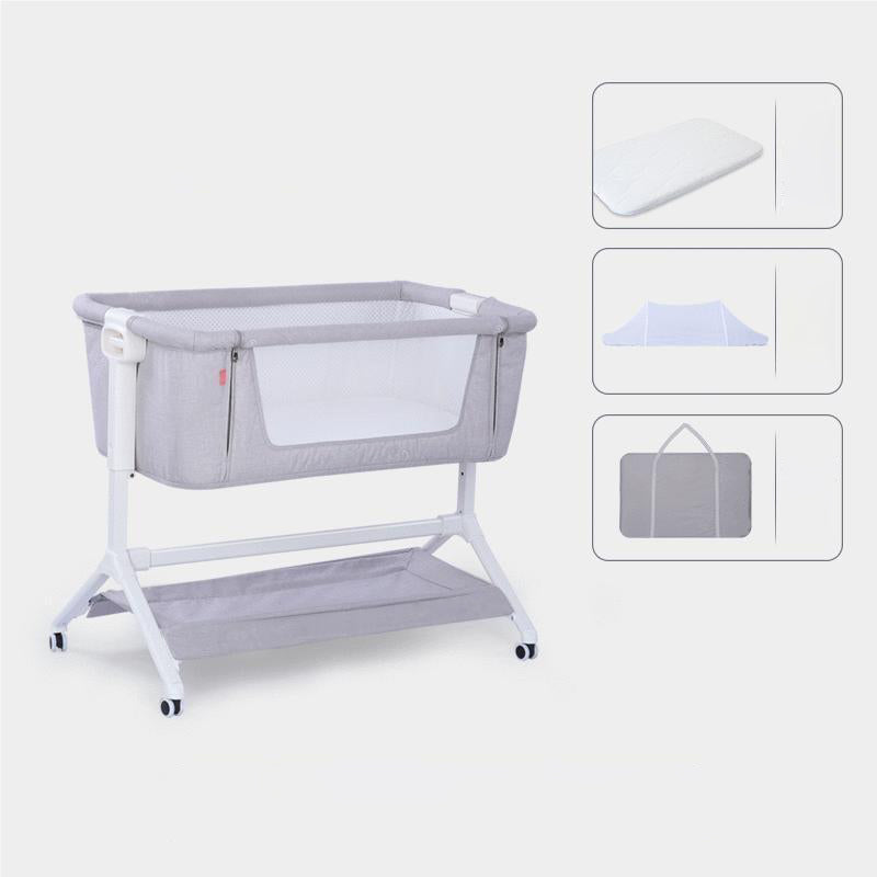 Metal Rectangle Height Adjustable Bassinet Gliding Crib Cradle for Baby