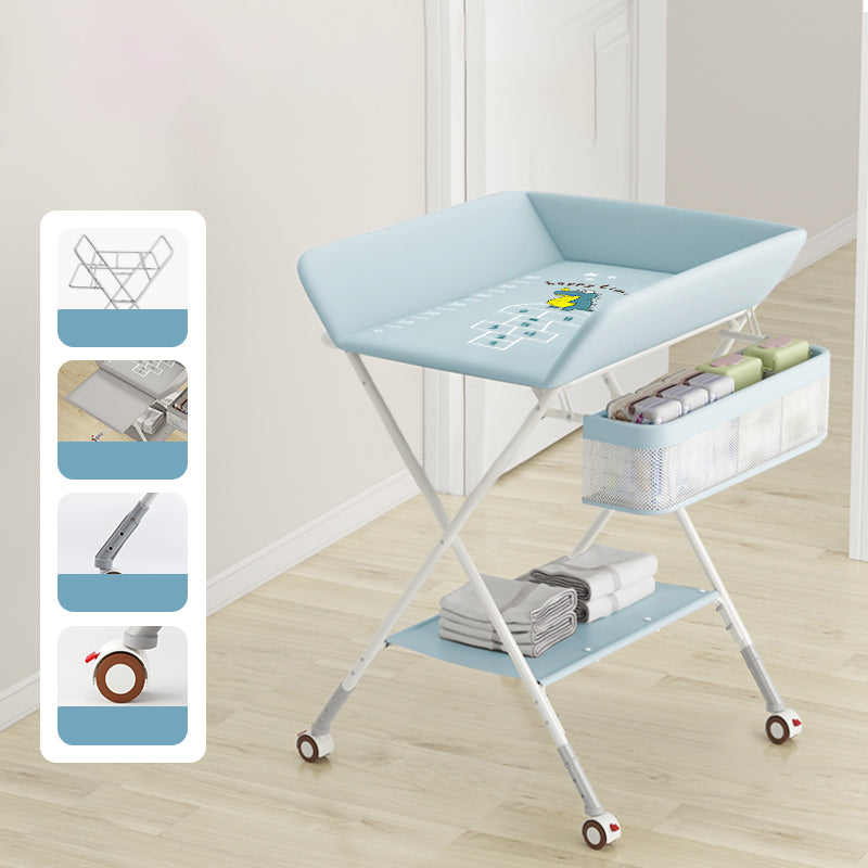Modern Folding Baby Changing Table Metal Flat Top Changing Table