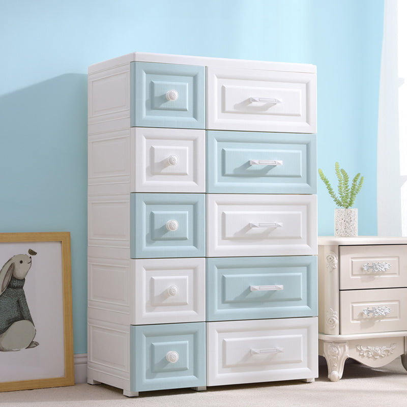 Scandinavian Kids Nightstand Plastic Nursery Dresser with 10 Drawers