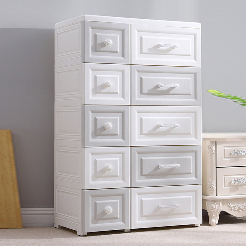 Scandinavian Kids Nightstand Plastic Nursery Dresser with 10 Drawers