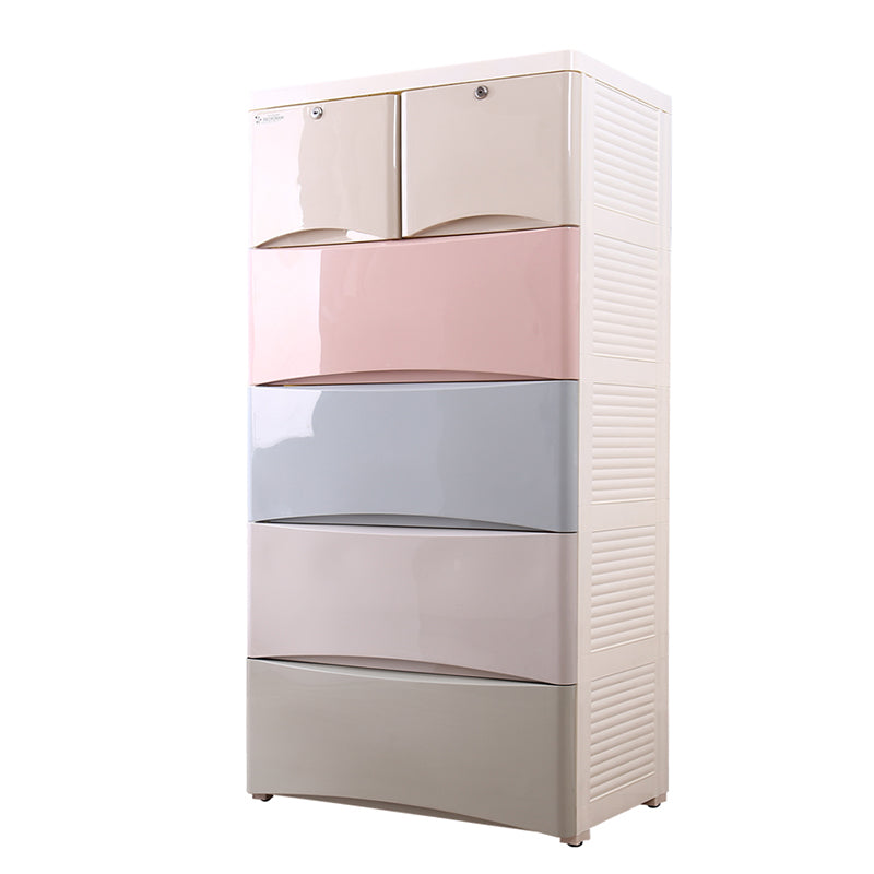 Modern Kids Nightstand Vertical Plastic Nursery Dresser for Home