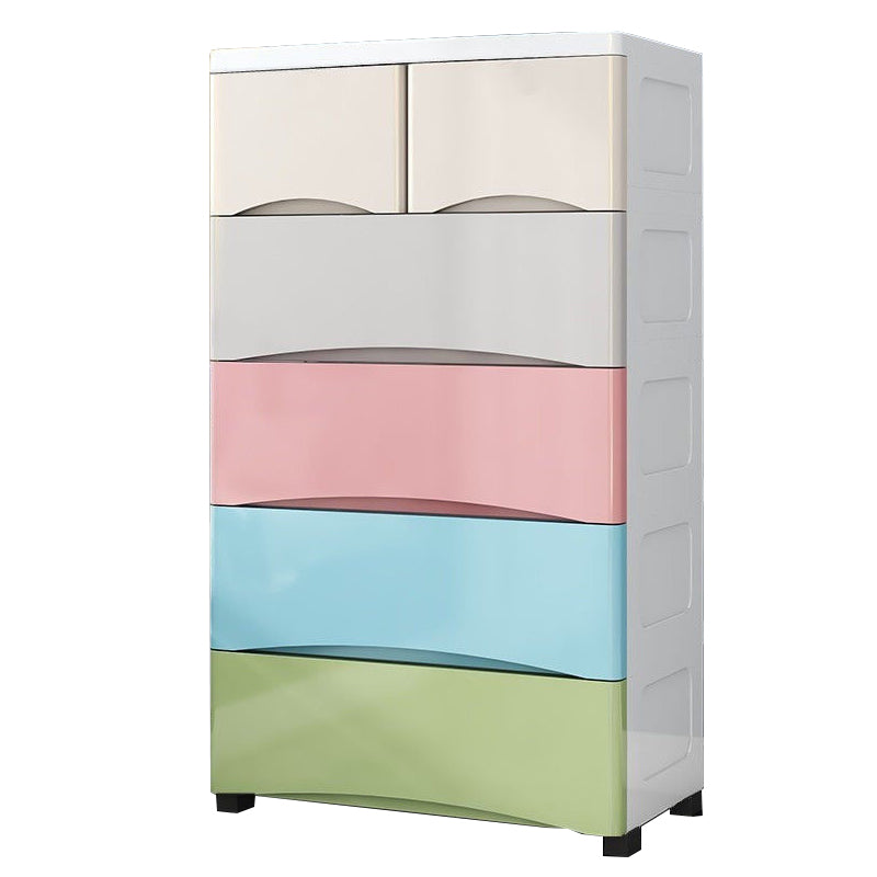 Nordic Vertical Kids Nightstand 5/6 Drawers Plastic Nursery Dresser for Bedroom