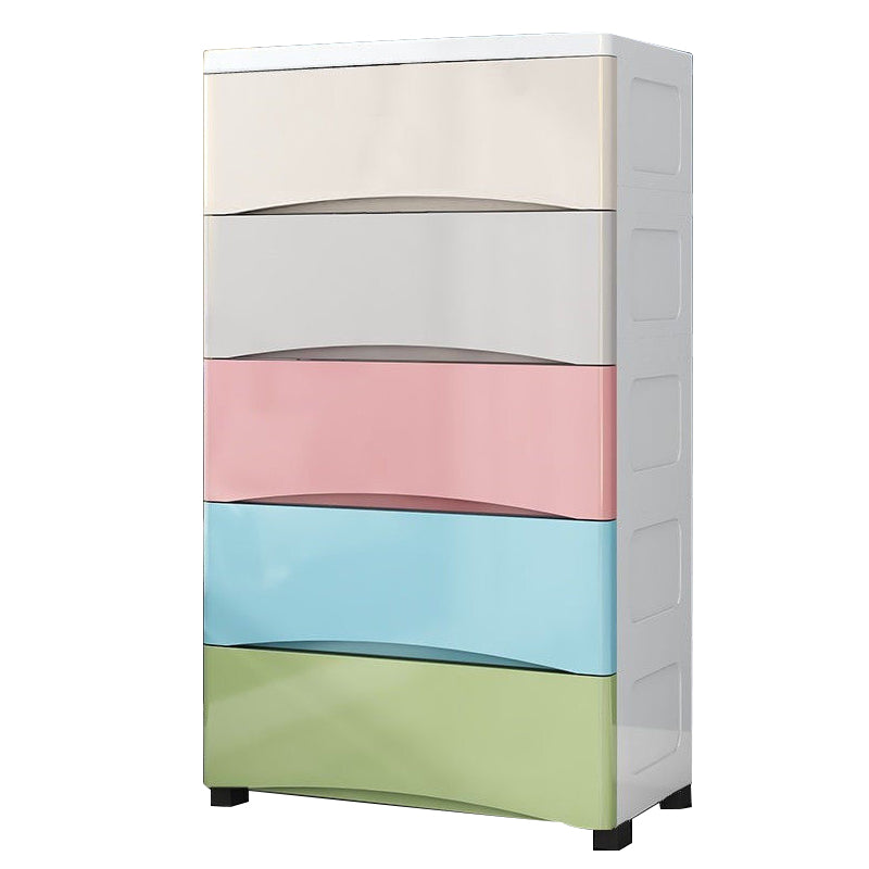 Nordic Vertical Kids Nightstand 5/6 Drawers Plastic Nursery Dresser for Bedroom