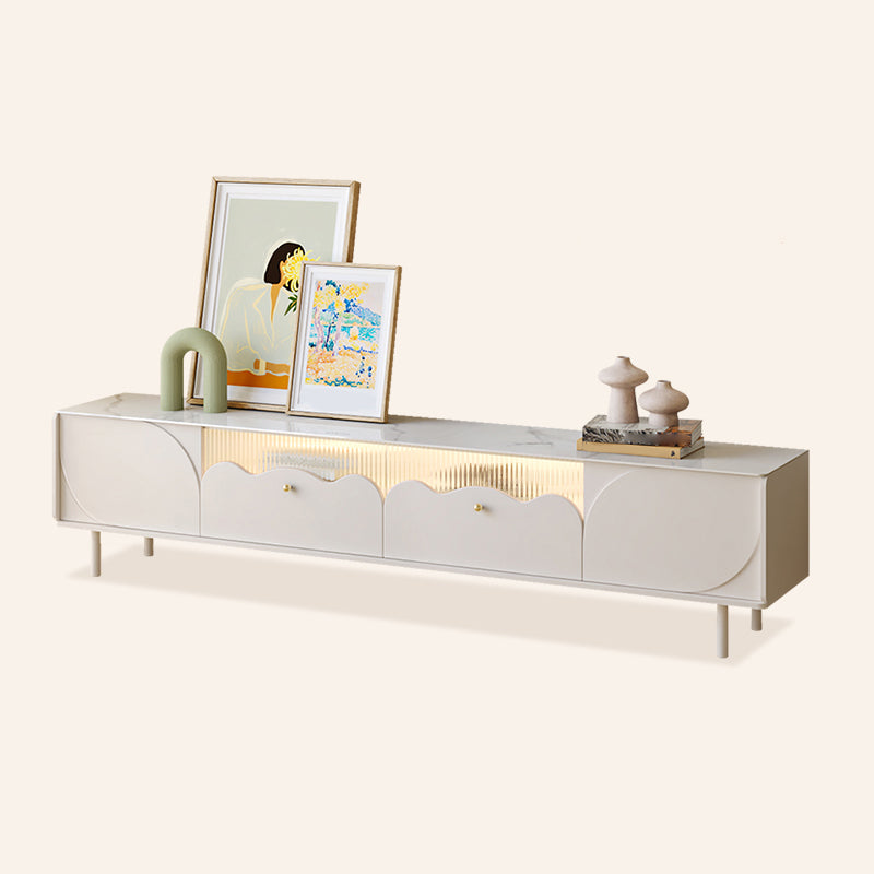 Contemporary Media Console Stone TV Media Console with Doors