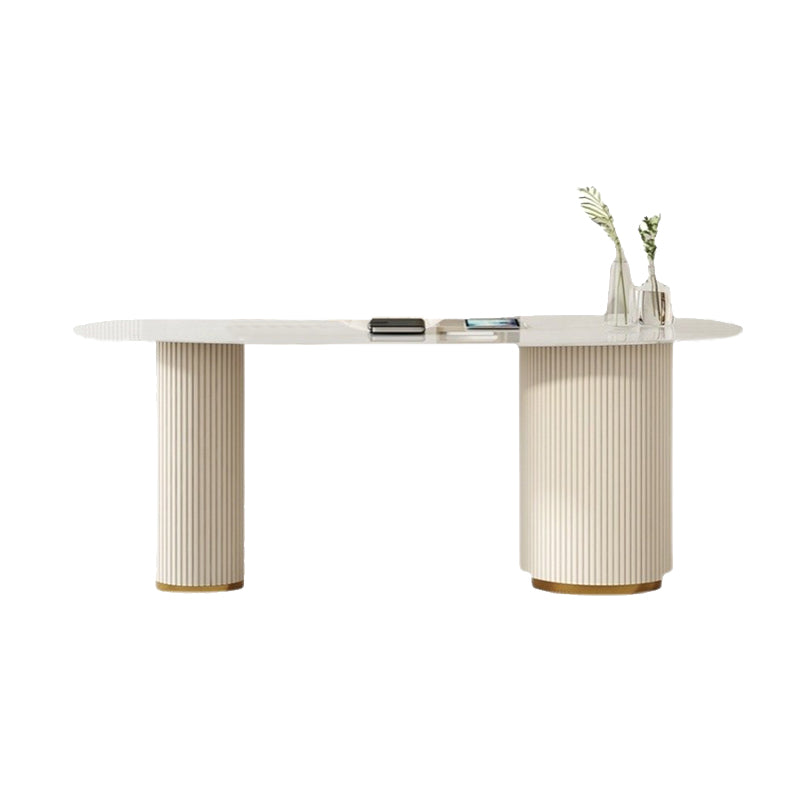 Irregular Shaped Stone Top Office Desk Glam Style Writing Desk for Office