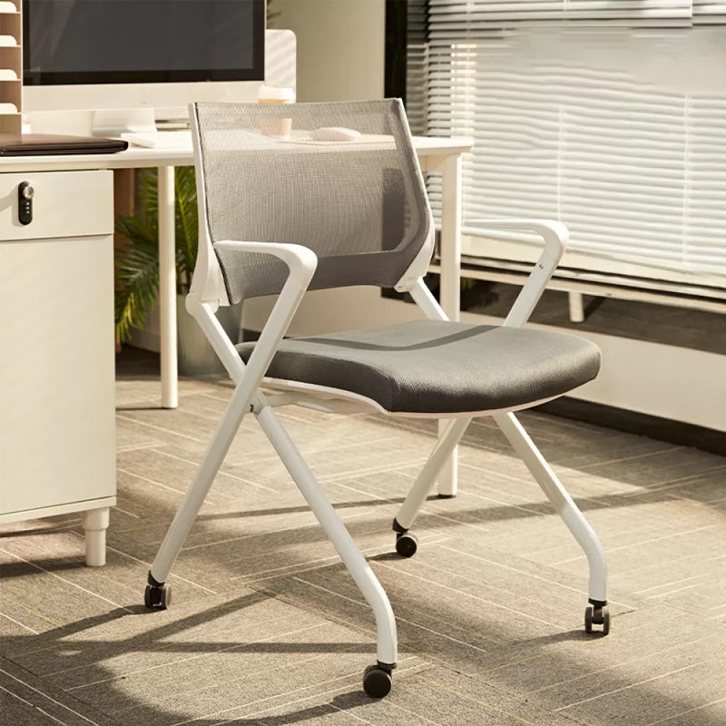 Fixed Arms Office Chair No Distressing Ergonomic Modern Desk Chair with Wheels