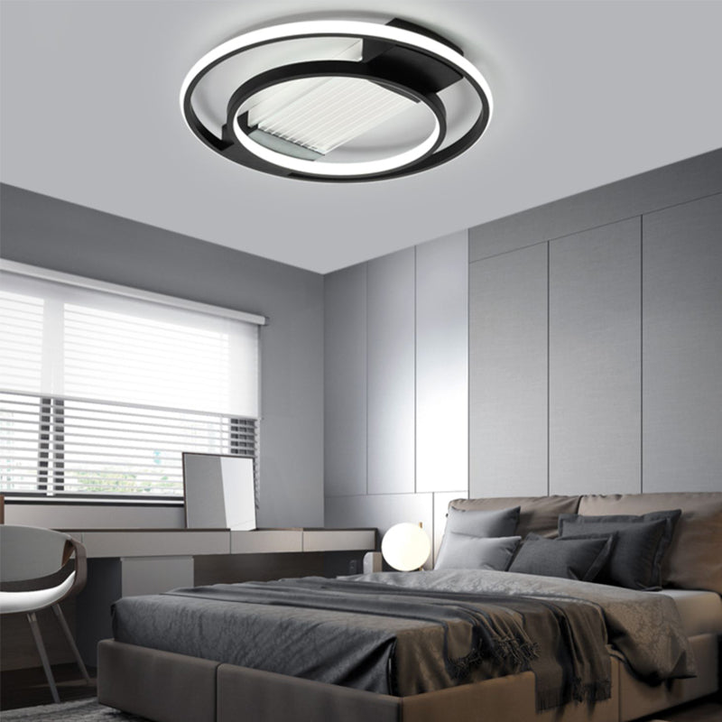 Metal LED Modern Flush Mount Geometric Shape Ceiling Lamp with Acrylic Shade for Bedroom