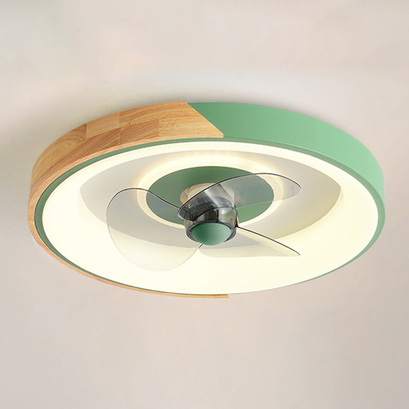 Geometric Nordic LED Ceiling Fan Metal and Acrylic Fan Lighting in Green / Grey / White