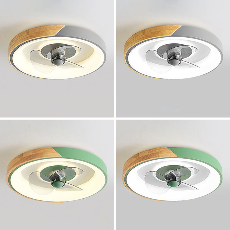 Geometric Nordic LED Ceiling Fan Metal and Acrylic Fan Lighting in Green / Grey / White