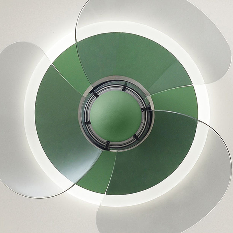 Geometric Nordic LED Ceiling Fan Metal and Acrylic Fan Lighting in Green / Grey / White