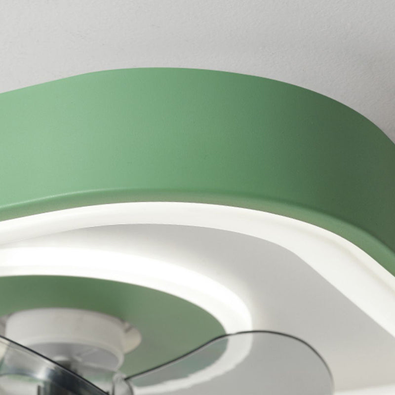 Geometric Nordic LED Ceiling Fan Metal and Acrylic Fan Lighting in Green / Grey / White