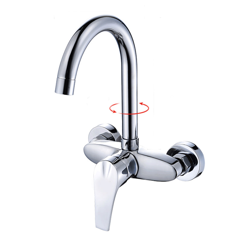 Contemporary Single Handle Kitchen Faucet Wall Mounted Two Holds Bar Faucet