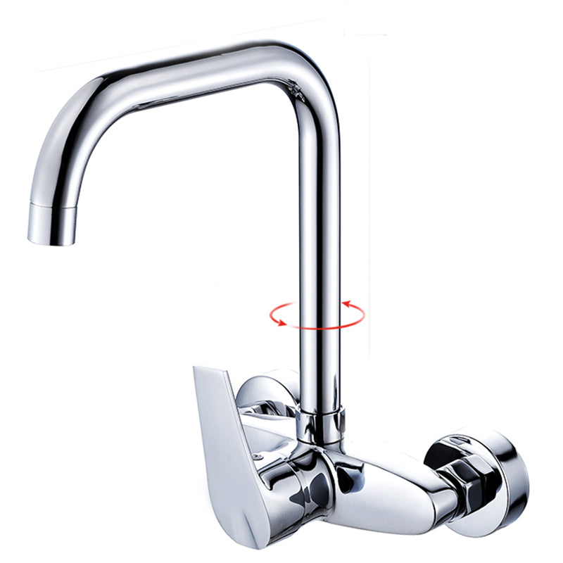 Contemporary Single Handle Kitchen Faucet Wall Mounted Two Holds Bar Faucet