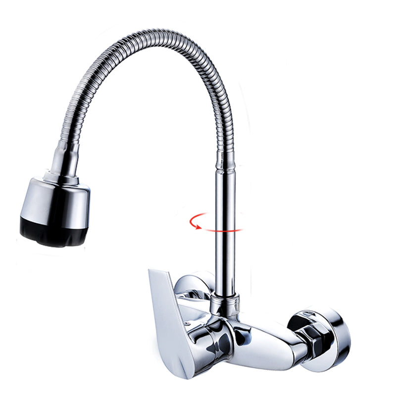 Contemporary Single Handle Kitchen Faucet Wall Mounted Two Holds Bar Faucet