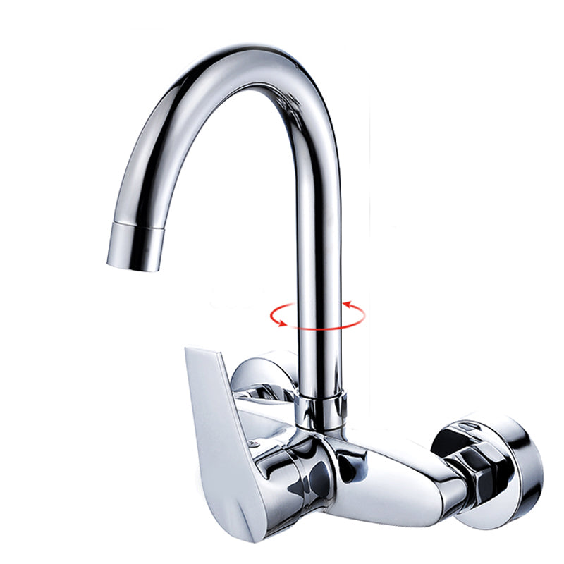 Contemporary Single Handle Kitchen Faucet Wall Mounted Two Holds Bar Faucet