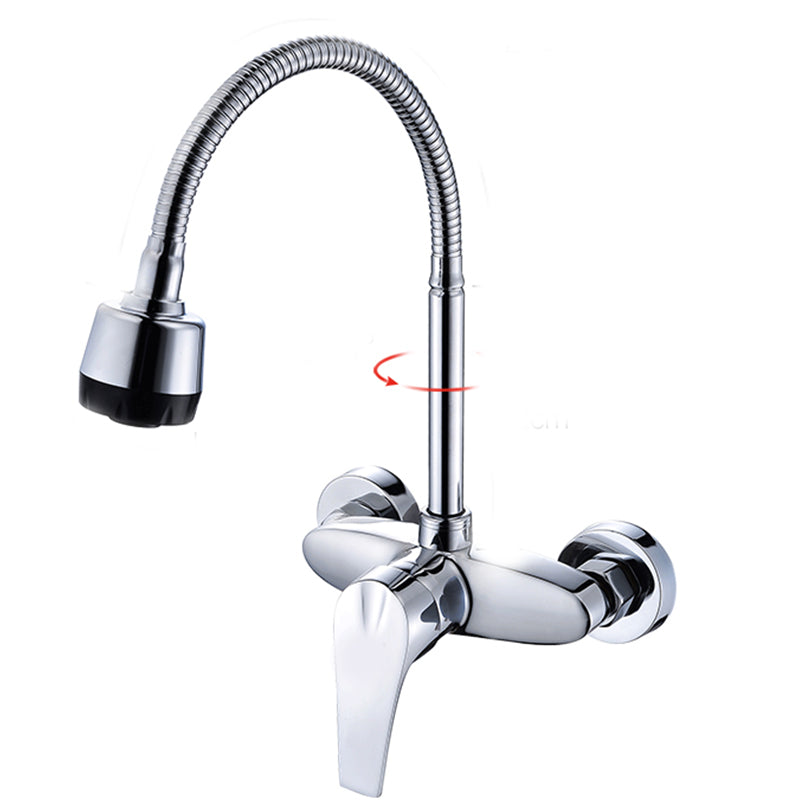 Contemporary Single Handle Kitchen Faucet Wall Mounted Two Holds Bar Faucet