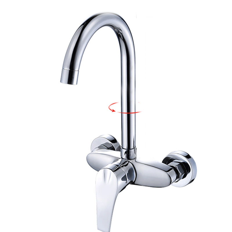 Contemporary Single Handle Kitchen Faucet Wall Mounted Two Holds Bar Faucet