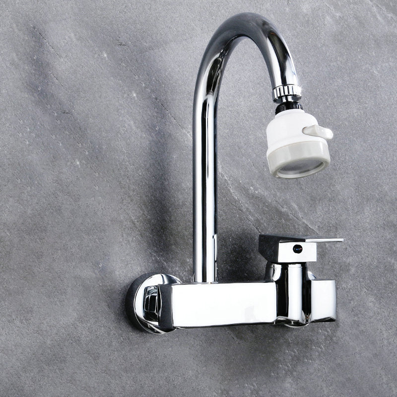 Modern Single Handle Kitchen Faucet Wall-mounted Faucet in Chrome