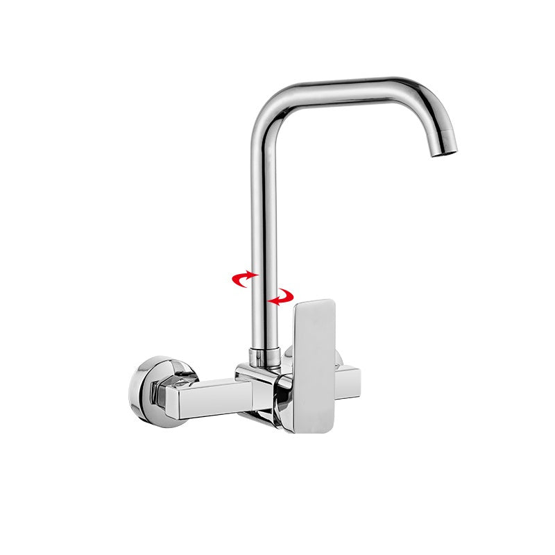 Modern Single Handle Kitchen Faucet Wall-mounted Faucet in Chrome