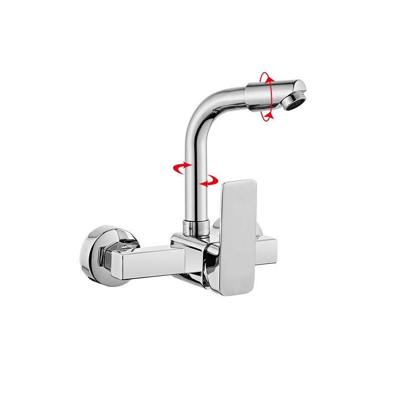 Modern Single Handle Kitchen Faucet Wall-mounted Faucet in Chrome