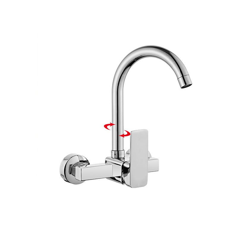 Modern Single Handle Kitchen Faucet Wall-mounted Faucet in Chrome