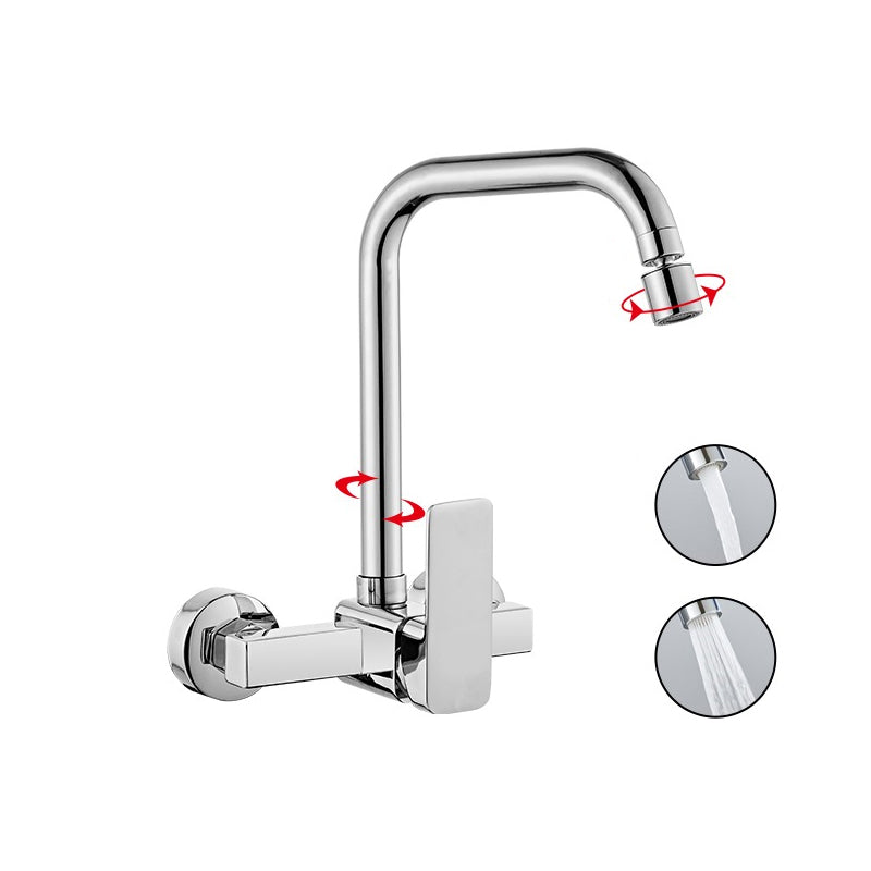 Modern Single Handle Kitchen Faucet Wall-mounted Faucet in Chrome