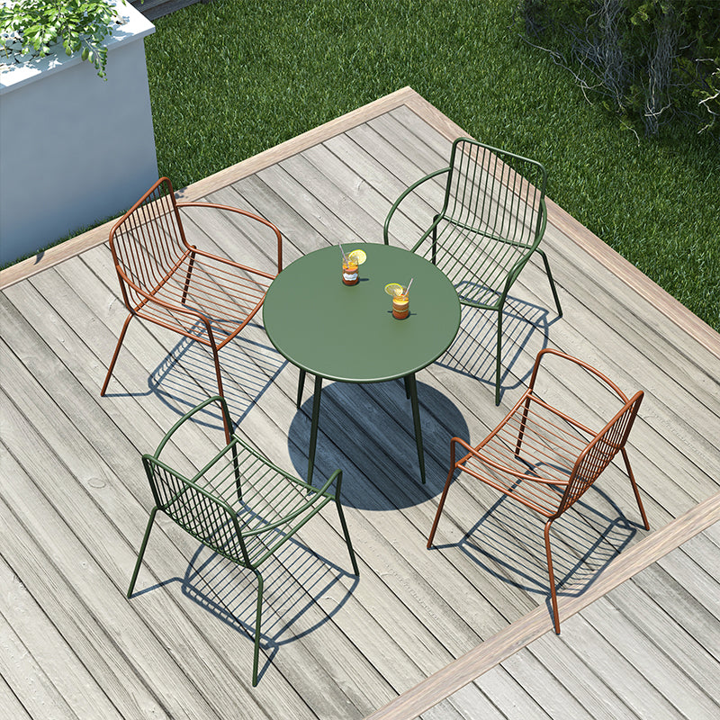 Modern Outdoors Dining Chairs Iron With Arm Stacking Patio Arm Chair