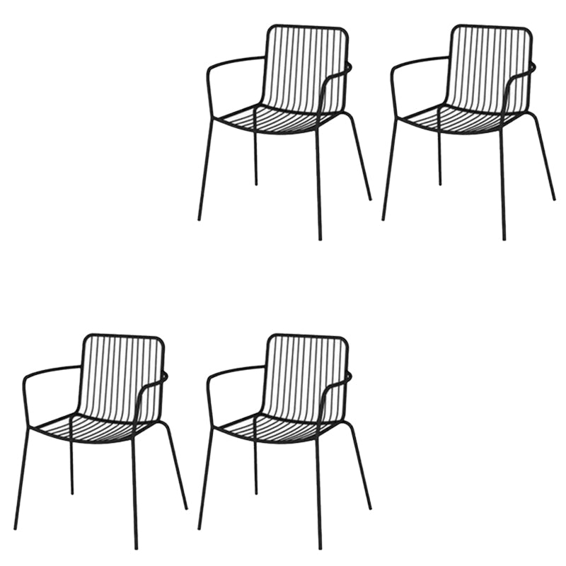 Modern Outdoors Dining Chairs Iron With Arm Stacking Patio Arm Chair