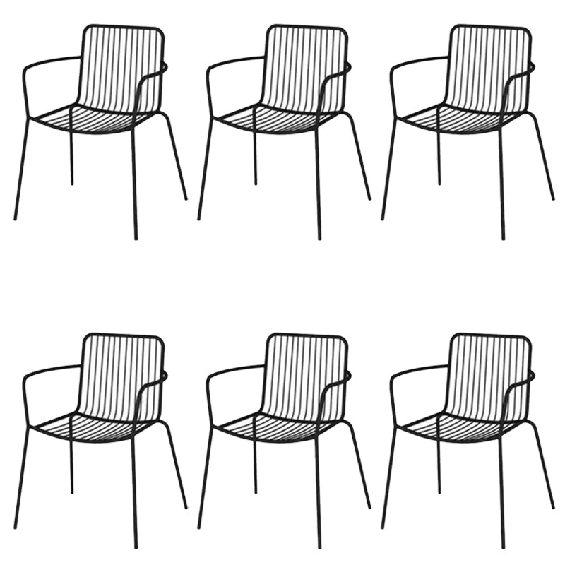 Modern Outdoors Dining Chairs Iron With Arm Stacking Patio Arm Chair